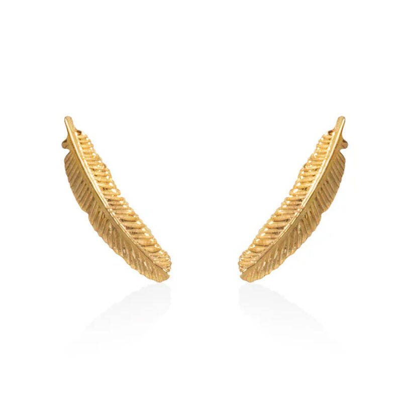 Boh Runga Miromiro Feather Studs Gold Plate image number 0